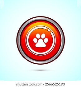 Pet friendly icon design illustration, Animal friendly label, badge, sign, symbol, Orange Color Round Button Design