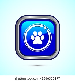 Pet friendly icon design illustration, Animal friendly label, badge, sign, symbol, Blue Color Square Button Design