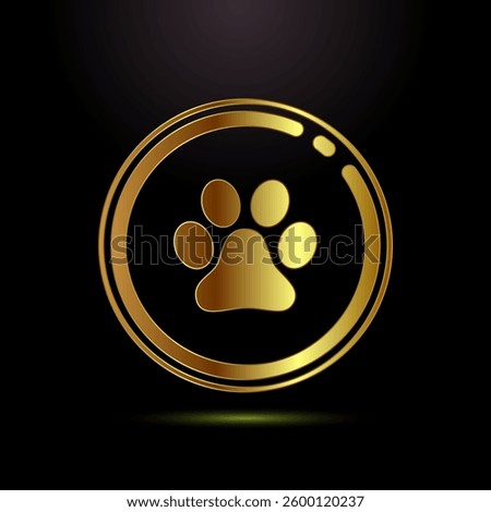 Pet friendly icon design illustration, Animal friendly label, badge, sign, symbol in gold color style