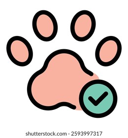 Pet friendly icon in flat line style representing accommodations services and spaces welcoming pets ideal for hospitality travel and lifestyle concepts.