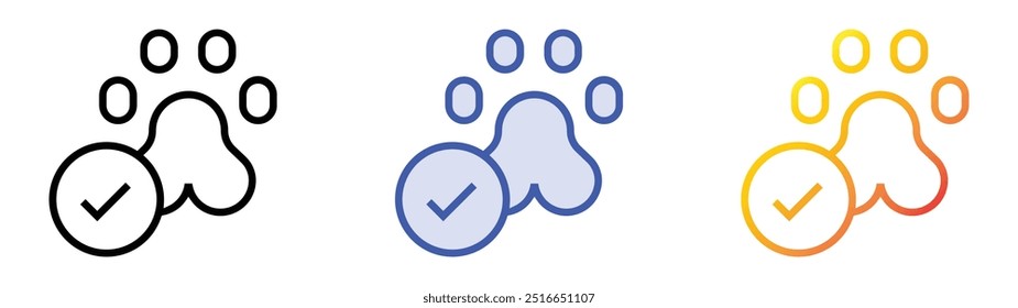 ícone pet friendly. Design de estilo linear, preenchimento azul e gradiente isolado em plano de fundo branco