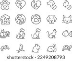 Pet friendly icon set. Included the icons as dog, cat, animals, bird, fish, and more.