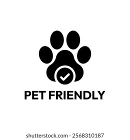 Pet Friendly icon set. Pet Friendly logo, label, sign, badge, symbol, banner, line, flat vector, isolated illustration. Pet Friendly label for product packaging design. Dogs and cats allowed sign.