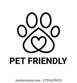 Pet Friendly icon set. Vet approved, Veterinary diet, Veterinarian approved icons. Pet Friendly logo, label, sign, badge, symbol, line, flat vector, isolated illustration. Dogs and cats allowed sign.