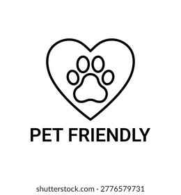 Pet Friendly icon set. Vet approved, Veterinary diet, Veterinarian approved icons. Pet Friendly logo, label, sign, badge, symbol, line, flat vector, isolated illustration. Dogs and cats allowed sign.