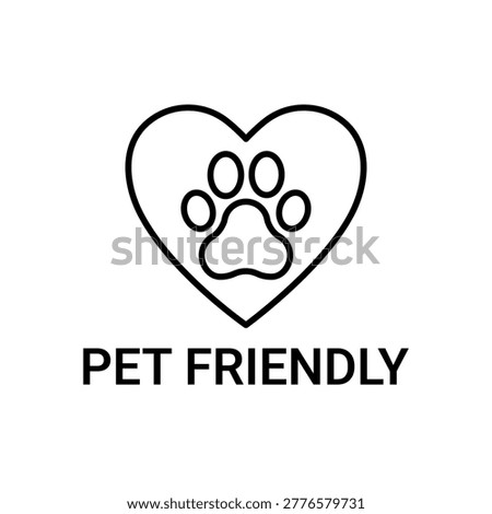 Pet Friendly icon set. Vet approved, Veterinary diet, Veterinarian approved icons. Pet Friendly logo, label, sign, badge, symbol, line, flat vector, isolated illustration. Dogs and cats allowed sign.