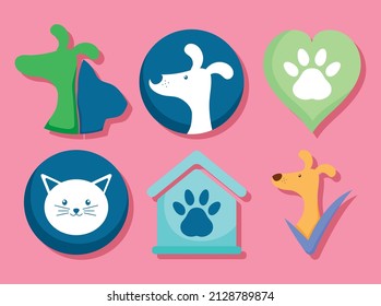 pet friendly icons set design