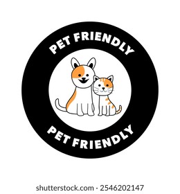 Vector de etiquetas Pet Friendly para el elemento de diseño de embalaje de productos. Sello Pet Friendly en diseño plano.