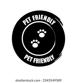 Pet Friendly lable. Dog Friendly logo. Paw print logo branding. Vector illustration. Eps 10.