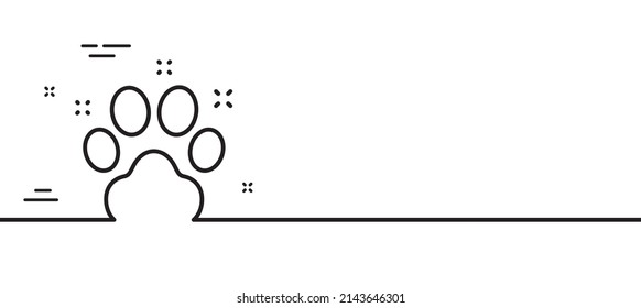 Icono de línea amigable para mascotas. Signo de garra de perro. Símbolo del servicio de hotel. Fondo mínimo de la ilustración de línea. Banner de patrón de icono de línea amigable para mascotas. Concepto de plantilla web blanca. Vector