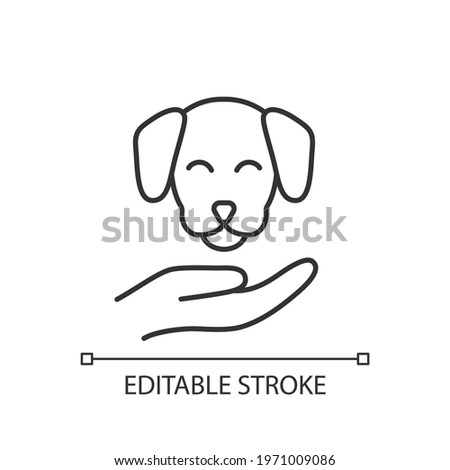 Pet friendly linear icon. Hotels which offer range of amenities designed to accommodate pet owner. Thin line customizable illustration. Contour symbol. Vector isolated outline drawing. Editable stroke
