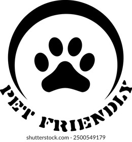 Pet friendly logo with icon and text.