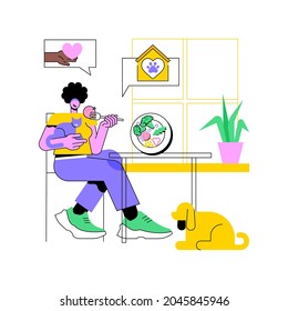 Pet friendly place abstract concept vector illustration. Animals welcome sign, dog friendly restaurant, place to stay with pets, free walking area, shopping, bed and breakfast abstract metaphor.