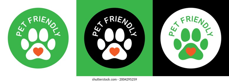 Pet friendly round vector icon badge logo