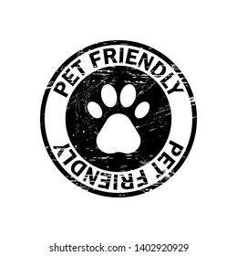 Pet friendly sign or stamp on white background, vector illustration