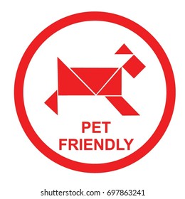 PET FRIENDLY SIGN VECTOR. ANIMAL WELCOME SIGN