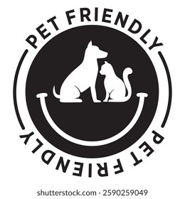pet friendly stamp in green with dog and cat drawn on it