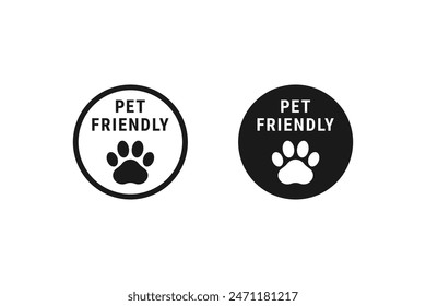 Pet Friendly Stamp or Label Vector Isolated. Best Pet Friendly stamp vector for product packaging design element. Pet Friendly label Vector for packaging design element.