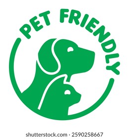 pet friendly stamp in round green color