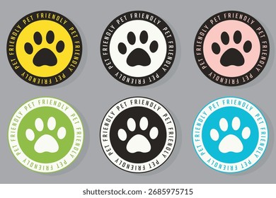 Adesivos amigáveis para animais de estimação definir ilustração vetorial.