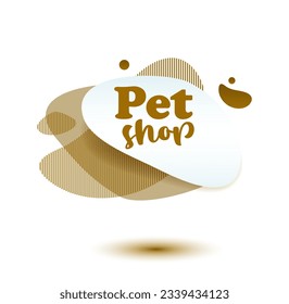 Pet friendly tag. Brown label and stikers emblem with drops of paw for web and print tag. Pet friendly and care label. Vector illustration for you design