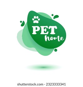 Pet friendly  tag. Green label and stikers emblem with drops of paw for web and print tag. Pet friendly and care label. Vector illustration for you design.