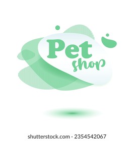 Pet friendly tag. Green label and stikers emblem with drops of paw for web and print tag. Pet friendly and care label. Vector illustration for you design