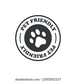Pet friendly vector illustration. Paw print logo on isolated background. Footprint sign concept.
