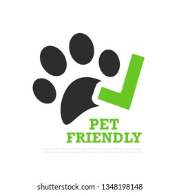 Pet friendly vector sign isolated on white background