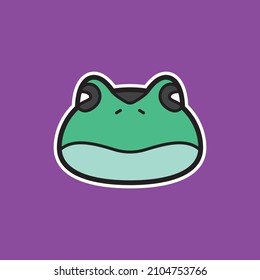 Pet Frog Icon sticker. Scalable symbol. Thin outline in black. Vector illustration for use in web, mobile apps, print media and logo.