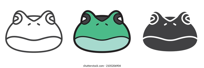 Pet Frog icons and silhouette. Scalable symbol. Thin outline in black. Vector illustration for use in web, mobile apps, print media and logo.