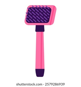 Pet fur brush for coat care. Grooming tool for dogs, cats, rabbits. Pet care hair. Vector illustration in cartoon style. Isolated white background