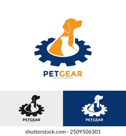Engrenagem de animais de estimação com cão e gato Logo Design vetor. Isto é adequado para negócios, indústria, animal de estimação