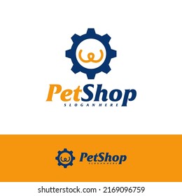 Pet Gear Logo Design Template. Pet logo concept vector. Emblem, Creative Symbol, Icon