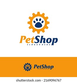 Pet Gear Logo Design Template. Pet logo concept vector. Emblem, Creative Symbol, Icon