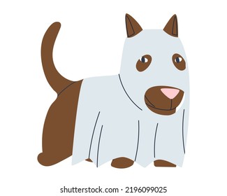 Pet ghost costume for Halloween  Ghost dog  Flat vector illustration  Eps10