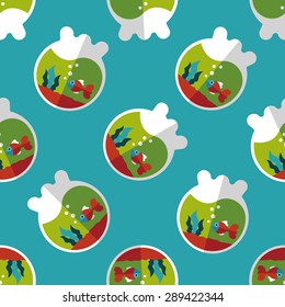 Pet goldfish bowl flat icon,eps10 seamless pattern background