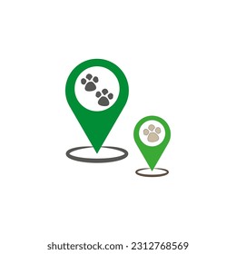 Símbolo o icono de localización de mascotas y gps. Ilustración vectorial. Imagen de archivo.