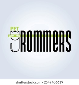 Pet Groomers Company Logo Template, pet shop ou gato café, salão de cabelo animal, fundo abstrato