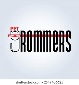 Pet Groomers Company Logo Template, pet shop ou gato café, salão de cabelo animal, fundo abstrato