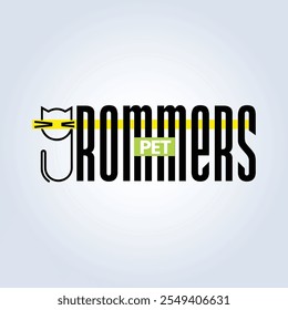 Pet Groomers Company Logo Template, pet shop ou gato café, salão de cabelo animal, fundo abstrato