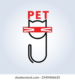 Pet Groomers Company Logo Template, pet shop ou gato café, salão de cabelo animal, fundo abstrato