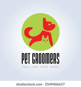 Pet Groomers Company Logo Template, pet shop ou gato café, salão de cabelo animal, fundo abstrato