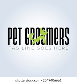 Pet Groomers Company Logo Template, pet shop ou gato café, salão de cabelo animal, fundo abstrato