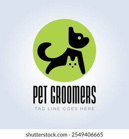 Pet Groomers Company Logo Template, pet shop ou gato café, salão de cabelo animal, fundo abstrato