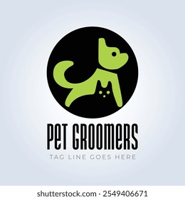 Pet Groomers Company Logo Template, pet shop ou gato café, salão de cabelo animal, fundo abstrato