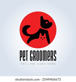 Pet Groomers Company Logo Template, pet shop ou gato café, salão de cabelo animal, fundo abstrato