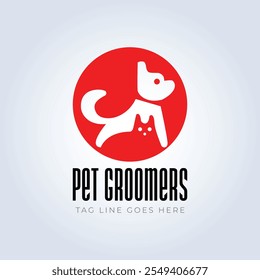 Pet Groomers Company Logo Template, pet shop ou gato café, salão de cabelo animal, fundo abstrato