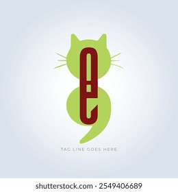 Pet Groomers Company Logo Template, pet shop ou gato café, salão de cabelo animal, fundo abstrato