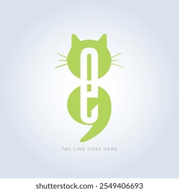 Pet Groomers Company Logo Template, pet shop ou gato café, salão de cabelo animal, fundo abstrato